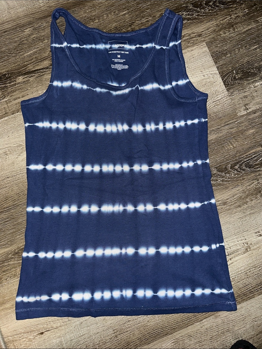 Sonoma Navy and White Tie-Dye Tank Top - Women's